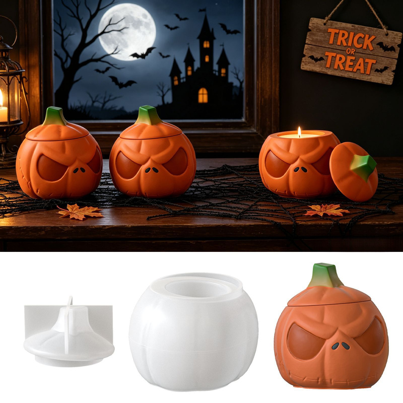 Candle Supplies Jars - 2Set of pumpkin storage jars with