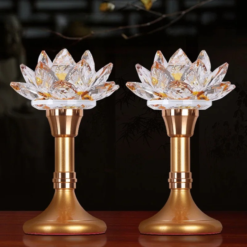 Candle Supplies Europe - Colorful Glass Lotus Simulated Candlestick, Bodhisattva