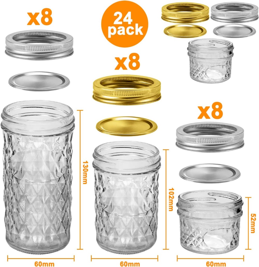24 Pack Mason Jars with Lids - - đánh giá và giá Mason Jar 8Oz