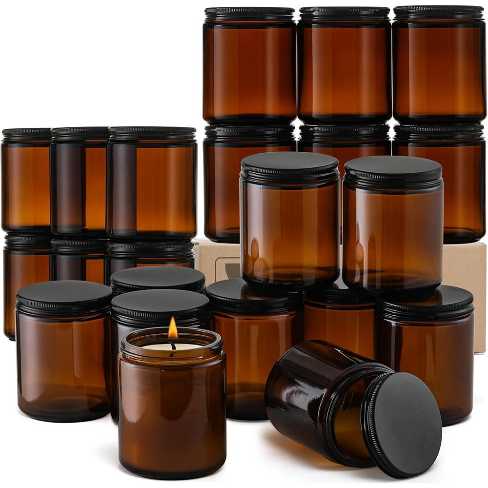 8oz Amber Glass Jars with Blac - đánh giá và giá Mason Jar 8Oz