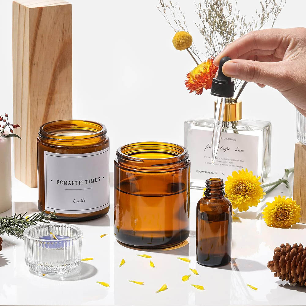 8oz Amber Glass Jars with Blac - đánh giá và giá Mason Jar 8Oz