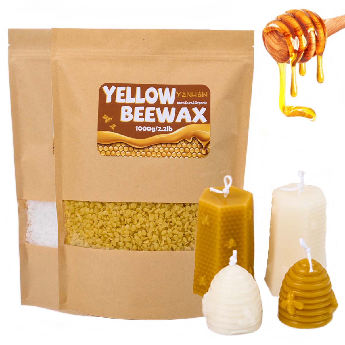 1000g Pure Natural Granular Wh - đánh giá và giá Candle Supplies Beeswax