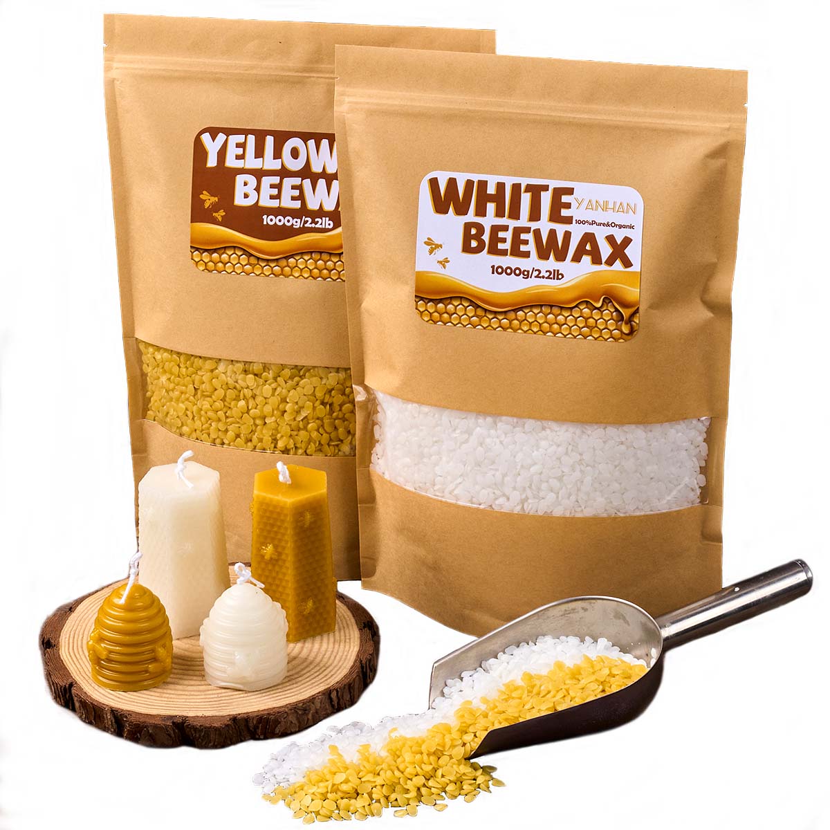 1000g Pure Natural Granular Wh - đánh giá và giá Candle Supplies Beeswax