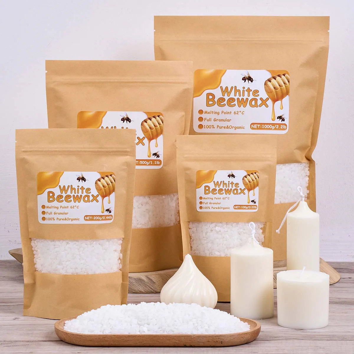 500g White Beeswax DIY Candle  - đánh giá và giá Candle Supplies Beeswax